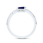 14K White Gold Diamond Blue Sapphire Gemstone Women's Ring 1/3 Cttw - Splendid Jewellery