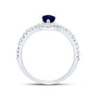 14K White Gold Diamond Blue Sapphire Gemstone Women's Ring 1/3 Cttw - Splendid Jewellery