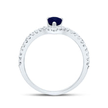 Load image into Gallery viewer, 14K White Gold Diamond Blue Sapphire Gemstone Women's Ring 1/3 Cttw - Splendid Jewellery
