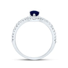 14K White Gold Diamond Blue Sapphire Gemstone Women's Ring 1/3 Cttw - Splendid Jewellery