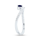 14K White Gold Diamond Blue Sapphire Gemstone Women's Ring 1/3 Cttw - Splendid Jewellery