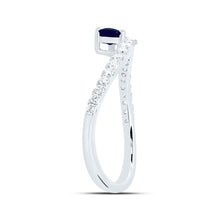 Load image into Gallery viewer, 14K White Gold Diamond Blue Sapphire Gemstone Women's Ring 1/3 Cttw - Splendid Jewellery