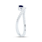14K White Gold Diamond Blue Sapphire Gemstone Women's Ring 1/3 Cttw - Splendid Jewellery
