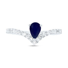 14K White Gold Diamond Blue Sapphire Gemstone Women's Ring 1/3 Cttw - Splendid Jewellery