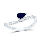 14K White Gold Diamond Blue Sapphire Gemstone Women's Ring 1/3 Cttw - Splendid Jewellery