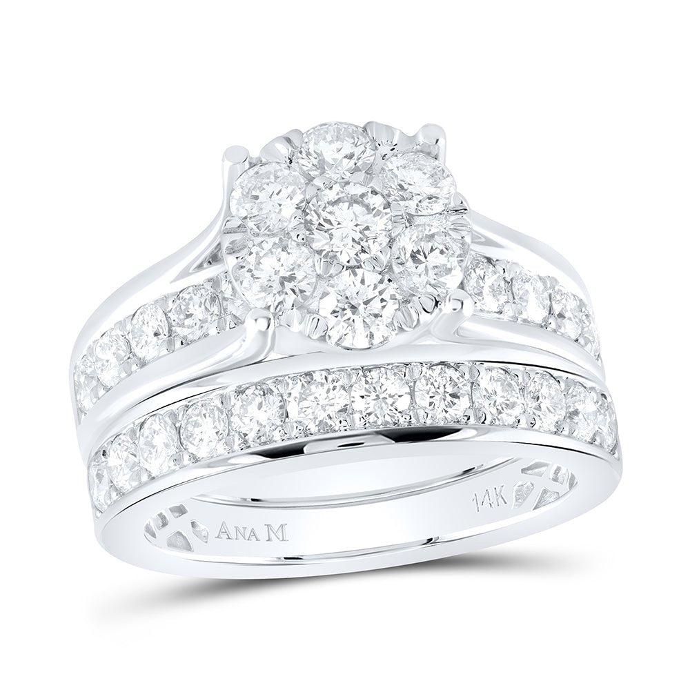 14K White Gold Diamond Bridal Set 2 Cttw - Splendid Jewellery