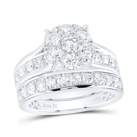 14K White Gold Diamond Bridal Set 2 Cttw - Splendid Jewellery