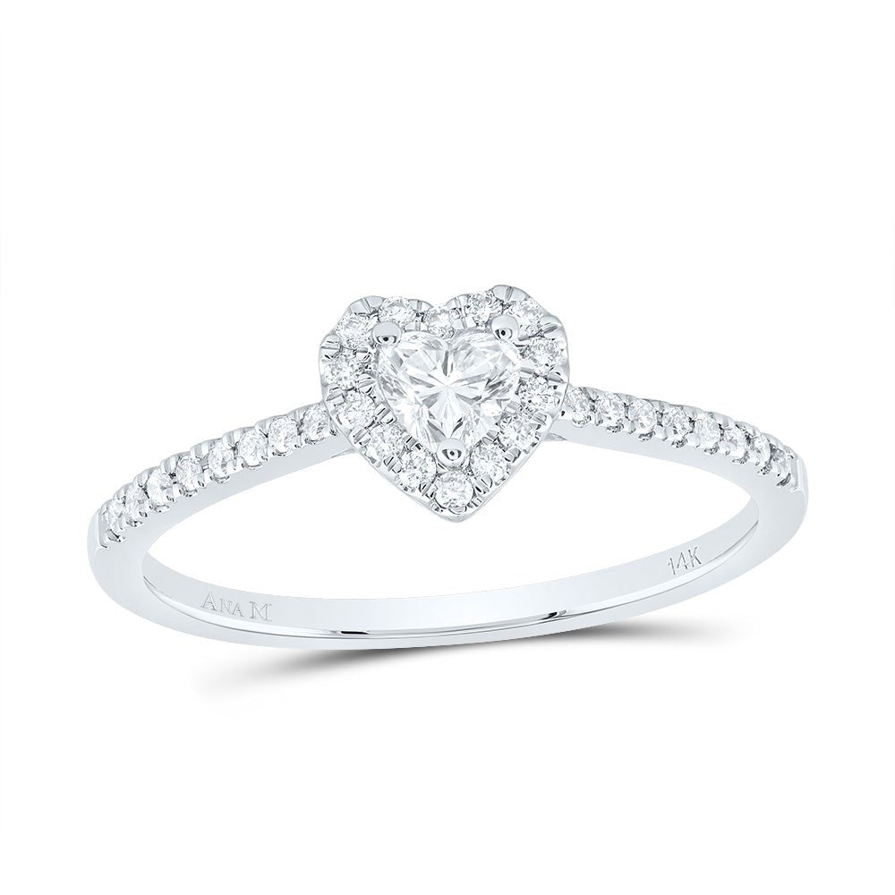 14K White Gold Diamond Cht Fashion Promise Heart Ring 1/3 Cttw - Splendid Jewellery