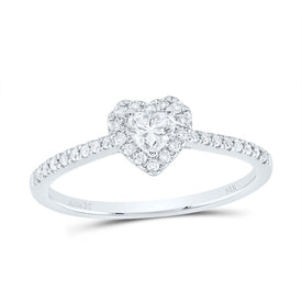 14K White Gold Diamond Cht Fashion Promise Heart Ring 1/3 Cttw - Splendid Jewellery