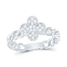 14K White Gold Diamond Clover Designer Ring 1/5 Cttw - Splendid Jewellery