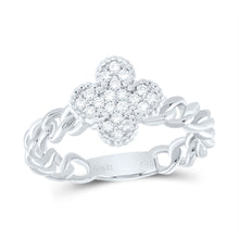 Load image into Gallery viewer, 14K White Gold Diamond Clover Designer Ring 1/5 Cttw - Splendid Jewellery
