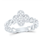 14K White Gold Diamond Clover Designer Ring 1/5 Cttw - Splendid Jewellery