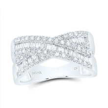 Load image into Gallery viewer, 14K White Gold Diamond Criss Cross Designer Ring 1/2 Cttw - Splendid Jewellery