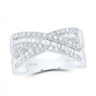 14K White Gold Diamond Criss Cross Designer Ring 1/2 Cttw - Splendid Jewellery
