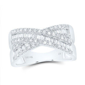 14K White Gold Diamond Criss Cross Designer Ring 1/2 Cttw - Splendid Jewellery