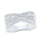 14K White Gold Diamond Criss Cross Designer Ring 3/8 Cttw - Splendid Jewellery