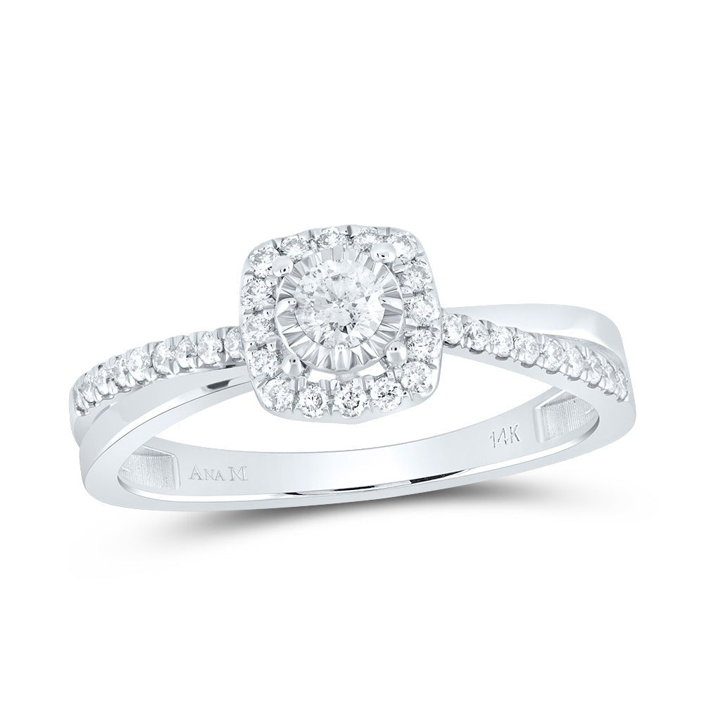 14K White Gold Diamond Cushion Designer Ring 1/3 Cttw - Splendid Jewellery
