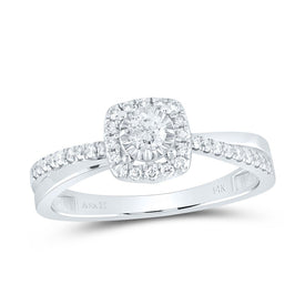 14K White Gold Diamond Cushion Designer Ring 1/3 Cttw - Splendid Jewellery