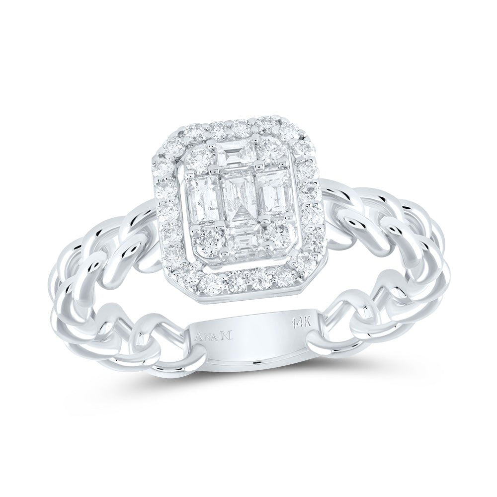 14K White Gold Diamond Cushion Designer Ring 3/8 Cttw - Splendid Jewellery