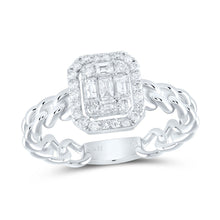 Load image into Gallery viewer, 14K White Gold Diamond Cushion Designer Ring 3/8 Cttw - Splendid Jewellery