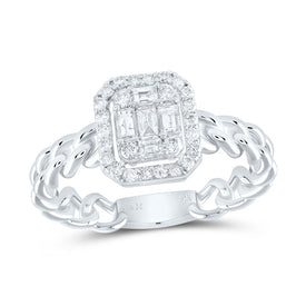 14K White Gold Diamond Cushion Designer Ring 3/8 Cttw - Splendid Jewellery