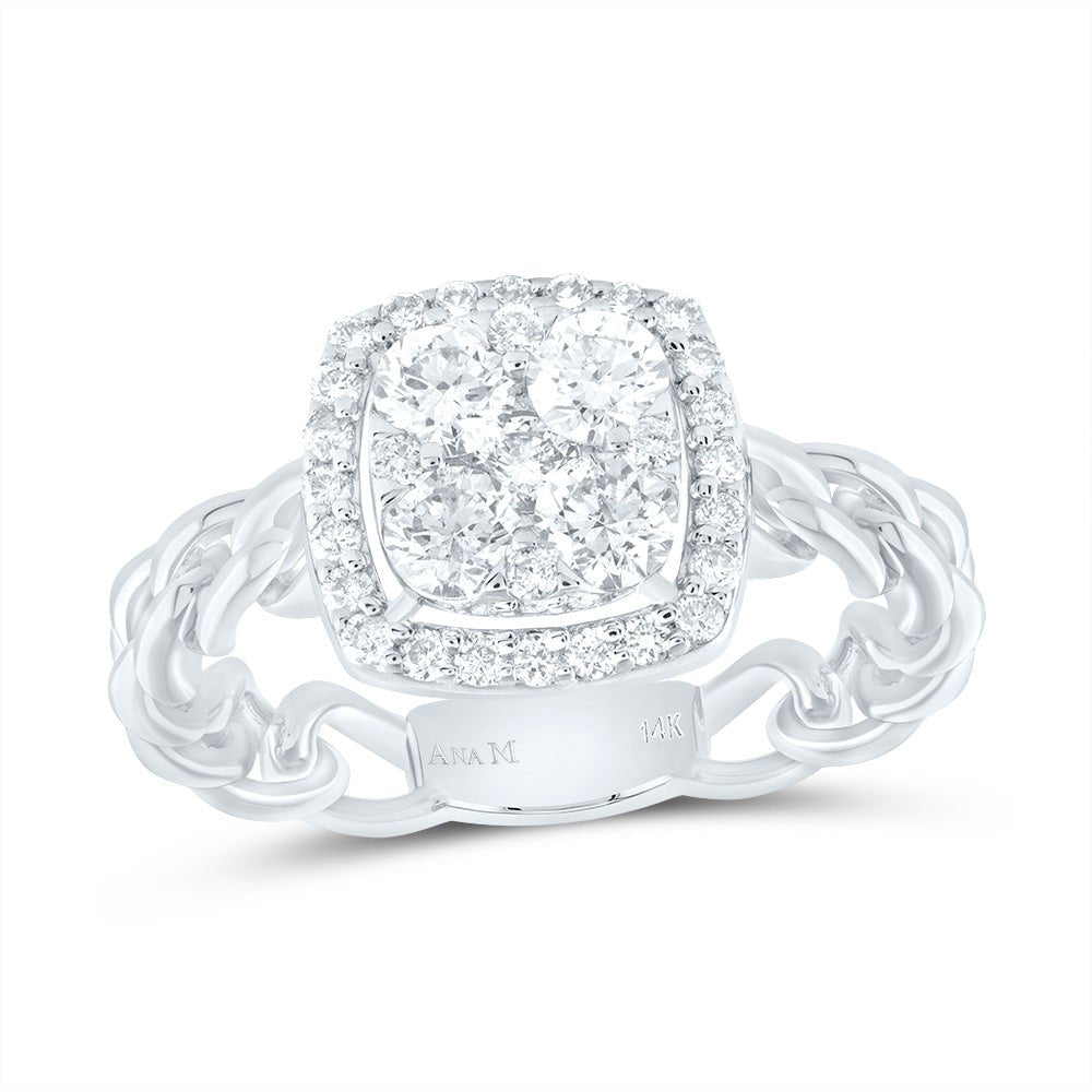 14K White Gold Diamond Cushion Designer Ring 5/8 Cttw - Splendid Jewellery