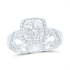 14K White Gold Diamond Cushion Designer Ring 5/8 Cttw - Splendid Jewellery