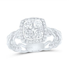 14K White Gold Diamond Cushion Designer Ring 5/8 Cttw - Splendid Jewellery