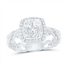 14K White Gold Diamond Cushion Designer Ring 5/8 Cttw - Splendid Jewellery