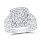 14K White Gold Diamond Cushion Double Halo Bridal Ring 1 3/4 Cttw - Splendid Jewellery