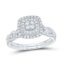 Load image into Gallery viewer, 14K White Gold Diamond Cushion Double Halo Bridal Set 1/2 Cttw - Splendid Jewellery