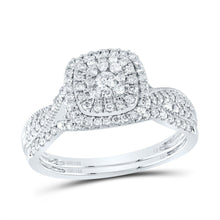 Load image into Gallery viewer, 14K White Gold Diamond Cushion Double Halo Bridal Set 1/2 Cttw - Splendid Jewellery