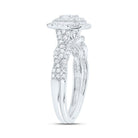 14K White Gold Diamond Cushion Double Halo Bridal Set 1/2 Cttw - Splendid Jewellery