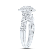 Load image into Gallery viewer, 14K White Gold Diamond Cushion Double Halo Bridal Set 1/2 Cttw - Splendid Jewellery
