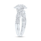 14K White Gold Diamond Cushion Double Halo Bridal Set 1/2 Cttw - Splendid Jewellery