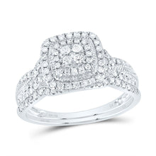 Load image into Gallery viewer, 14K White Gold Diamond Cushion Double Halo Bridal Set 1/2 Cttw - Splendid Jewellery