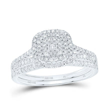 Load image into Gallery viewer, 14K White Gold Diamond Cushion Double Halo Bridal Set 1/2 Cttw - Splendid Jewellery
