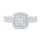 14K White Gold Diamond Cushion Double Halo Bridal Set 1/2 Cttw - Splendid Jewellery