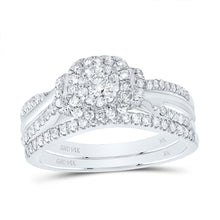 Load image into Gallery viewer, 14K White Gold Diamond Cushion Double Halo Bridal Set 5/8 Cttw - Splendid Jewellery