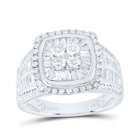 14K White Gold Diamond Cushion Single Halo Bridal Ring 1 5/8 Cttw - Splendid Jewellery