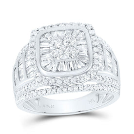 14K White Gold Diamond Cushion Single Halo Bridal Ring 1 7/8 Cttw - Splendid Jewellery