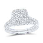 14K White Gold Diamond Cushion Single Halo Bridal Set 1 Cttw - Splendid Jewellery