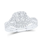 14K White Gold Diamond Cushion Single Halo Bridal Set 1/2 Cttw - Splendid Jewellery