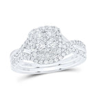 14K White Gold Diamond Cushion Single Halo Bridal Set 1/2 Cttw - Splendid Jewellery
