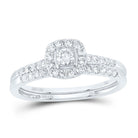 14K White Gold Diamond Cushion Single Halo Bridal Set 1/2 Cttw - Splendid Jewellery