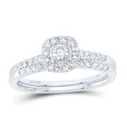 14K White Gold Diamond Cushion Single Halo Bridal Set 1/2 Cttw - Splendid Jewellery