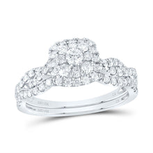 Load image into Gallery viewer, 14K White Gold Diamond Cushion Single Halo Bridal Set 3/4 Cttw - Splendid Jewellery