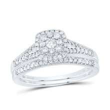 Load image into Gallery viewer, 14K White Gold Diamond Cushion Single Halo Bridal Set 3/8 Cttw - Splendid Jewellery