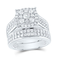 Load image into Gallery viewer, 14K White Gold Diamond Cushion Trio Ring Set 2 3/8 Cttw - Splendid Jewellery