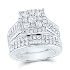 14K White Gold Diamond Cushion Trio Ring Set 2 3/8 Cttw - Splendid Jewellery